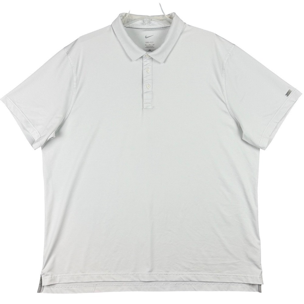 Nike Men's 2XL Dri-FIT Micro Stripe Golf Polo Shirt Grey White Summer Sport